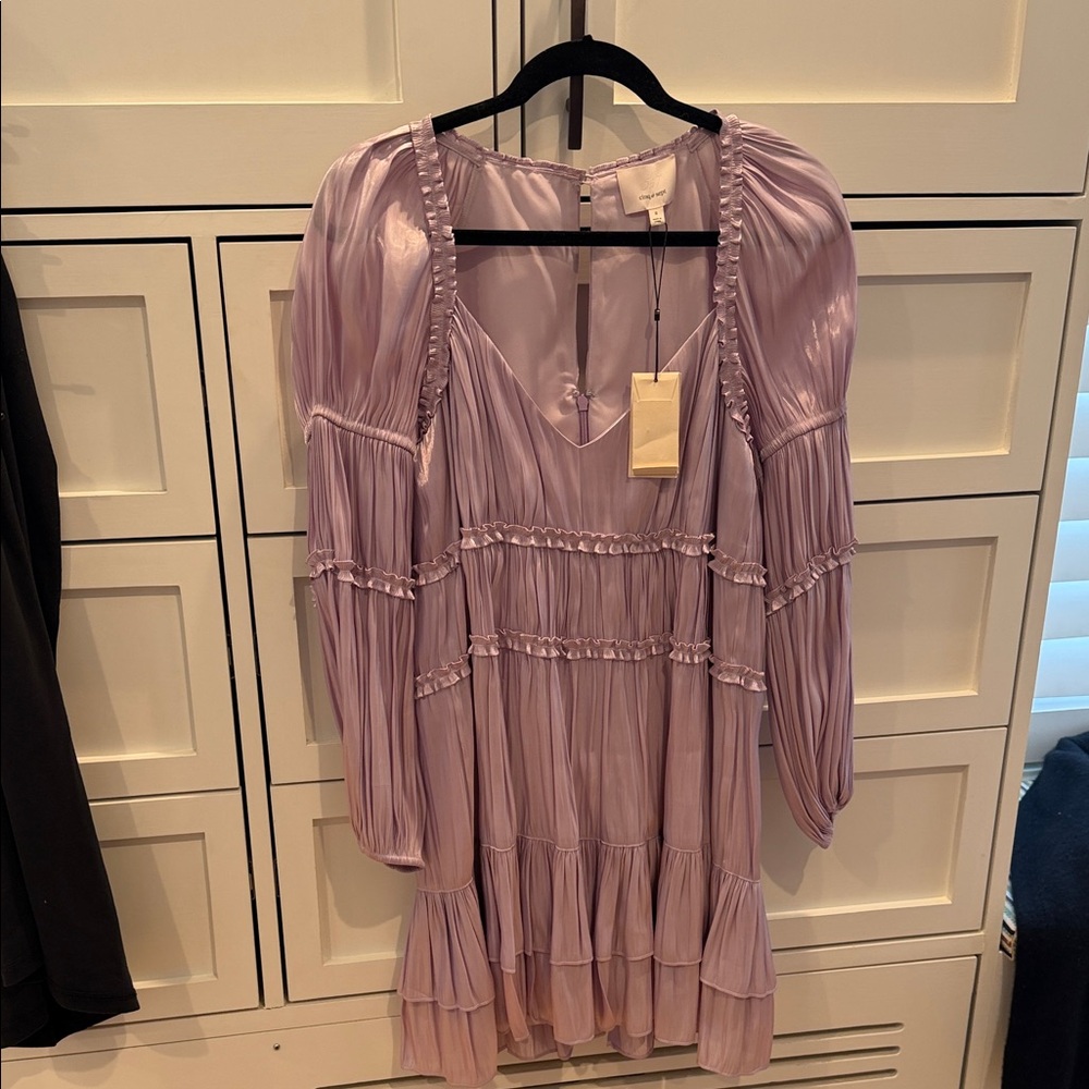 cinq a sept Lilac Pleated Mini Dress